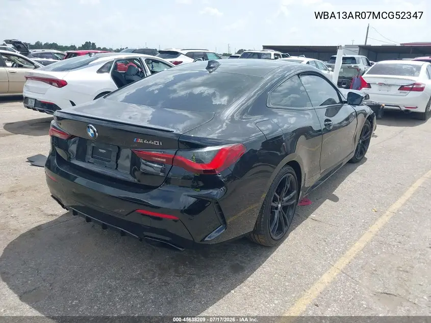2021 BMW M440I xDrive VIN: WBA13AR07MCG52347 Lot: 45638209
