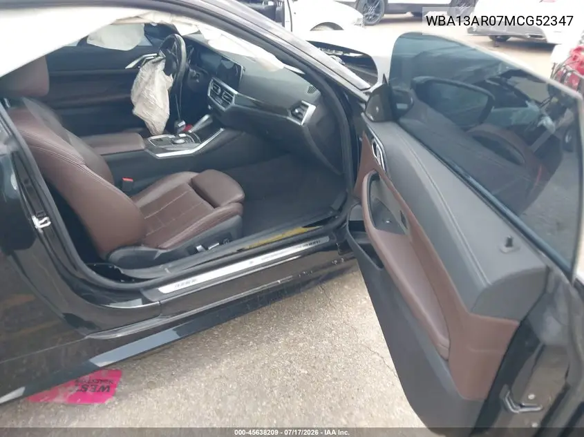 2021 BMW M440I xDrive VIN: WBA13AR07MCG52347 Lot: 45638209