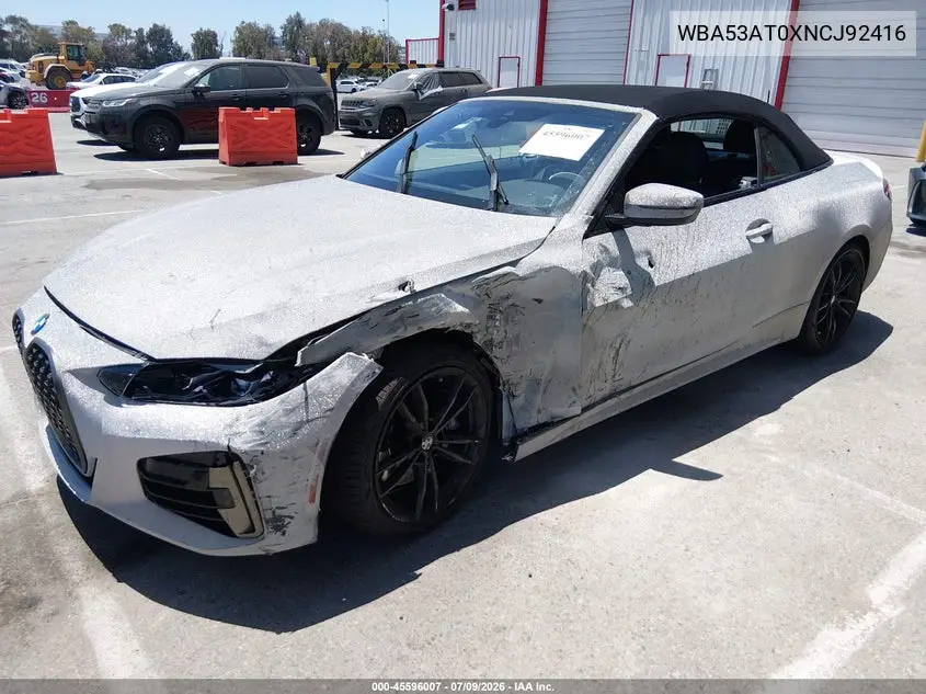 2022 BMW M440I VIN: WBA53AT0XNCJ92416 Lot: 45596007