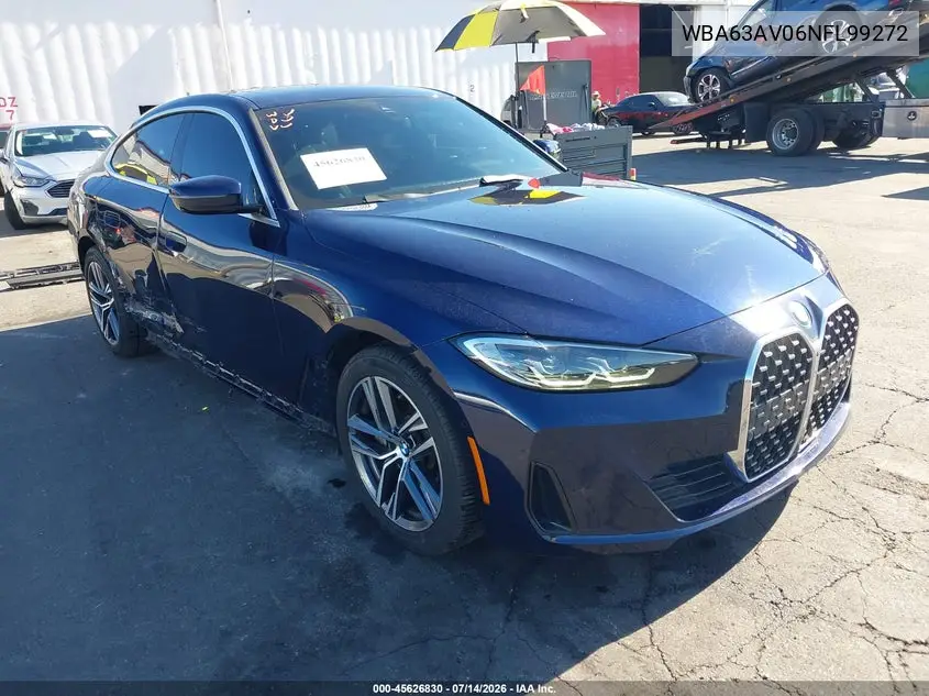 2022 BMW 430I Gran Coupe VIN: WBA63AV06NFL99272 Lot: 45626830