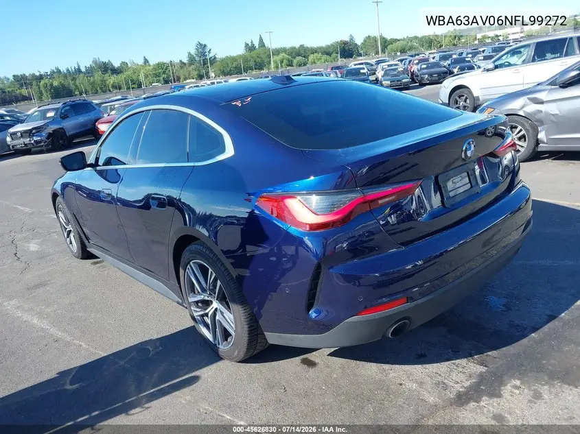 2022 BMW 430I Gran Coupe VIN: WBA63AV06NFL99272 Lot: 45626830