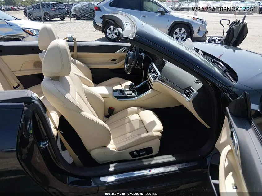 2022 BMW 430I VIN: WBA23AT08NCK57251 Lot: 45671330
