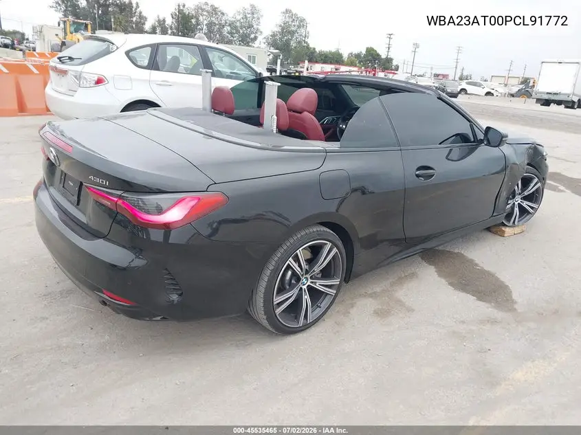 2023 BMW 430I VIN: WBA23AT00PCL91772 Lot: 45535465