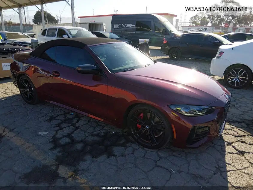 2024 BMW M440I VIN: WBA53AT07RCN63618 Lot: 45462118