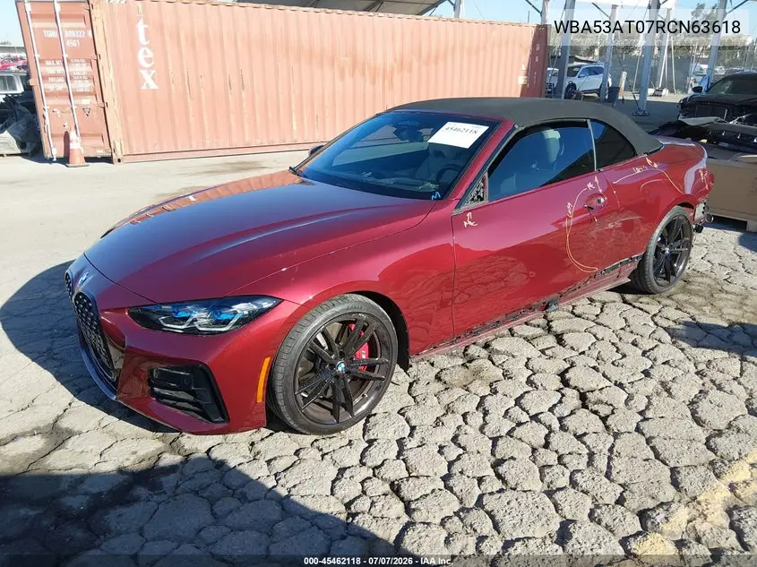 2024 BMW M440I VIN: WBA53AT07RCN63618 Lot: 45462118
