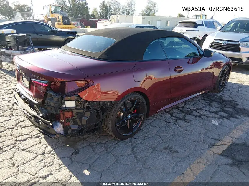 2024 BMW M440I VIN: WBA53AT07RCN63618 Lot: 45462118