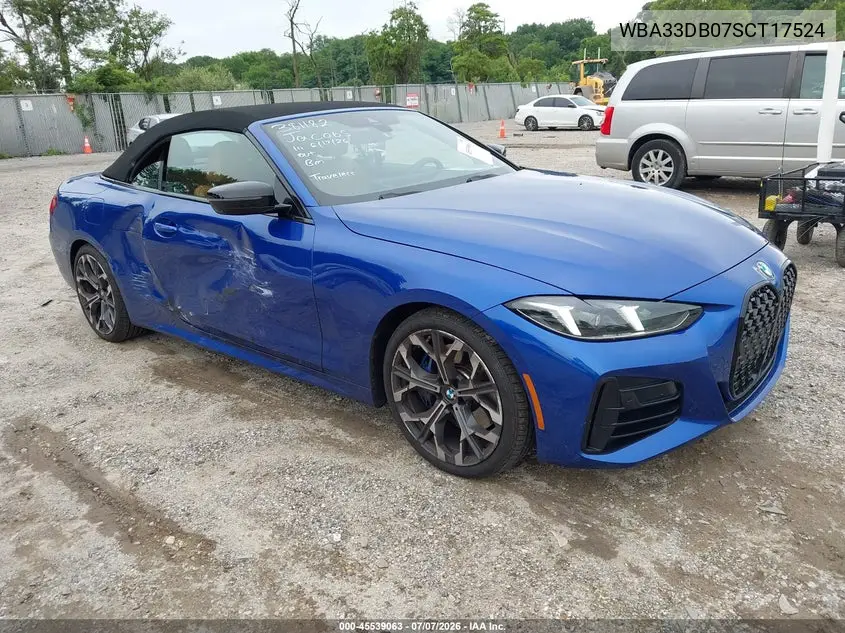 2025 BMW 430I VIN: WBA33DB07SCT17524 Lot: 45539063