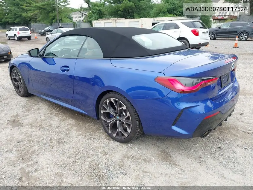 2025 BMW 430I VIN: WBA33DB07SCT17524 Lot: 45539063