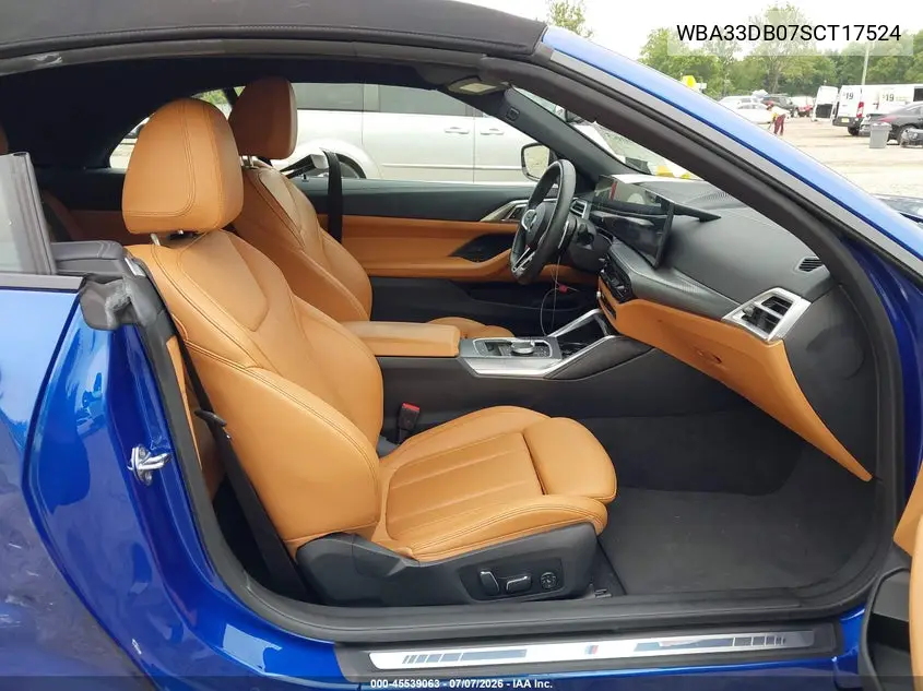 2025 BMW 430I VIN: WBA33DB07SCT17524 Lot: 45539063