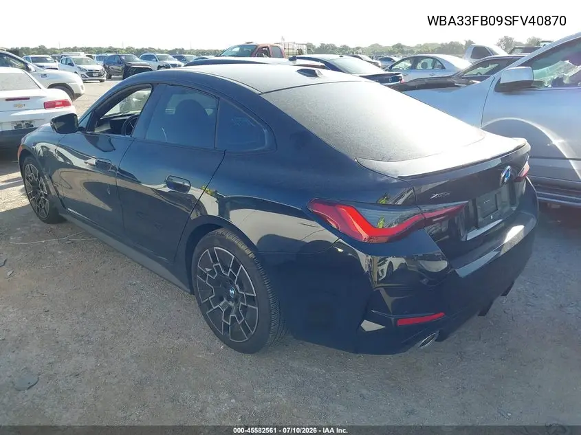 2025 BMW 430I Gran Coupe xDrive VIN: WBA33FB09SFV40870 Lot: 45582561
