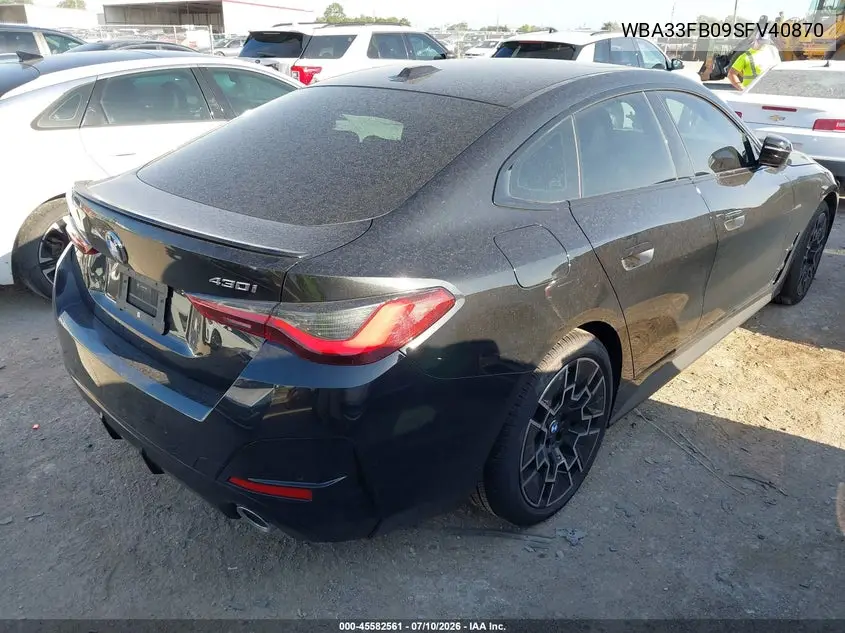 2025 BMW 430I Gran Coupe xDrive VIN: WBA33FB09SFV40870 Lot: 45582561