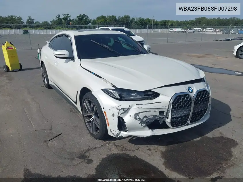 2025 BMW 430I Gran Coupe VIN: WBA23FB06SFU07298 Lot: 45641398