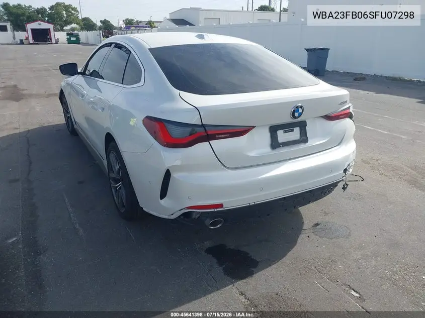 2025 BMW 430I Gran Coupe VIN: WBA23FB06SFU07298 Lot: 45641398