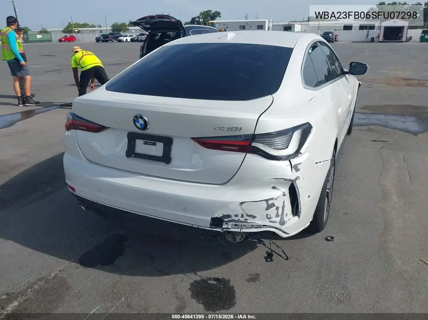 2025 BMW 430I Gran Coupe VIN: WBA23FB06SFU07298 Lot: 45641398