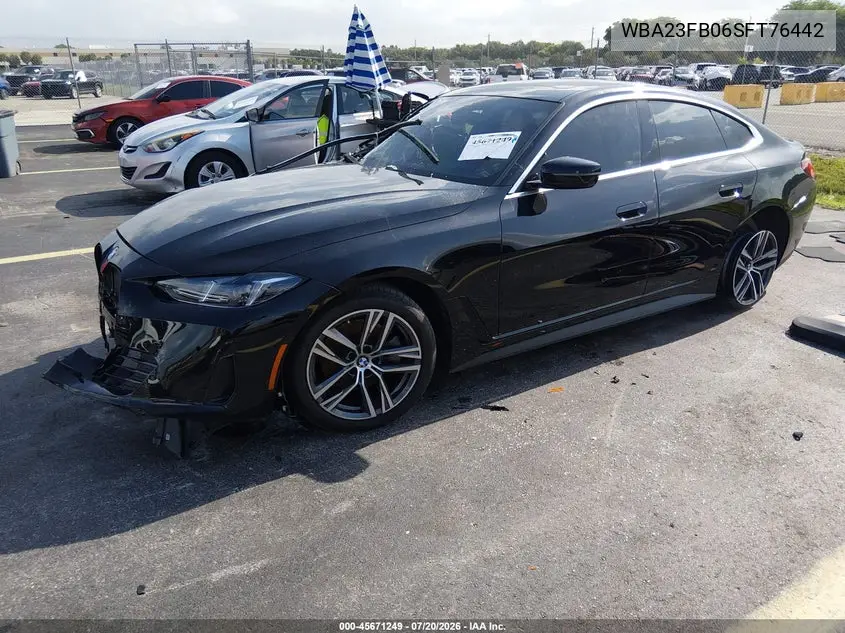 2025 BMW 430I Gran Coupe VIN: WBA23FB06SFT76442 Lot: 45671249