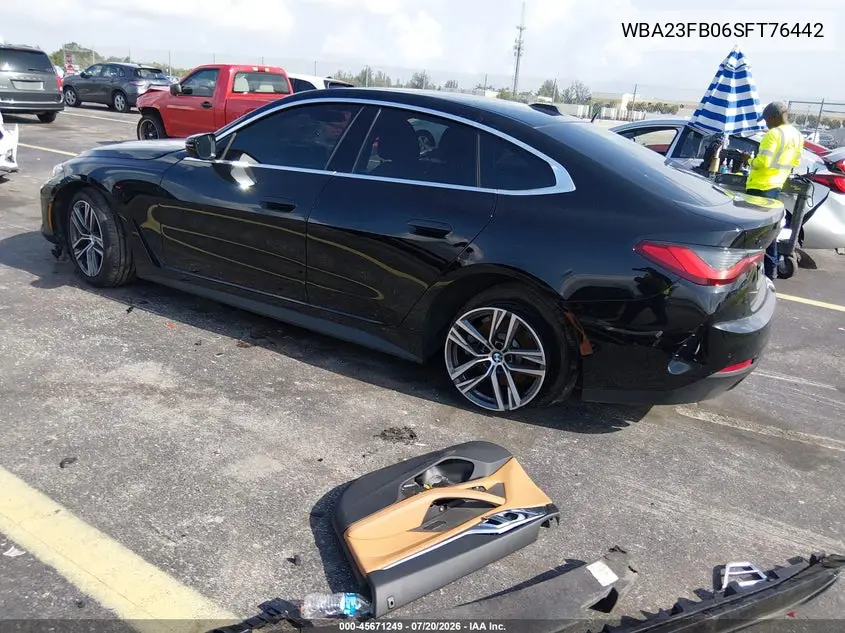 2025 BMW 430I Gran Coupe VIN: WBA23FB06SFT76442 Lot: 45671249