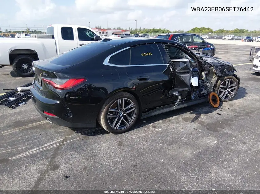 2025 BMW 430I Gran Coupe VIN: WBA23FB06SFT76442 Lot: 45671249