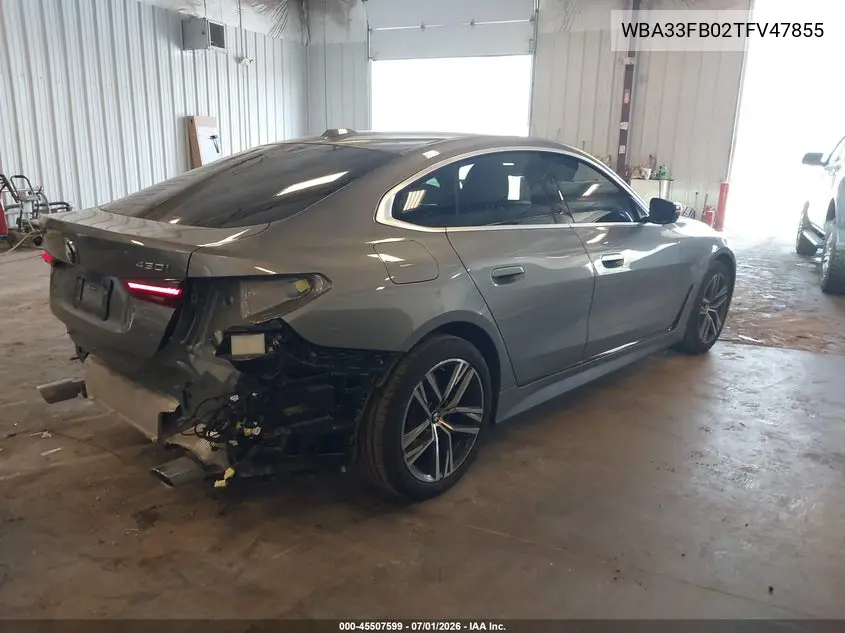 2026 BMW 430I Gran Coupe xDrive VIN: WBA33FB02TFV47855 Lot: 45507599