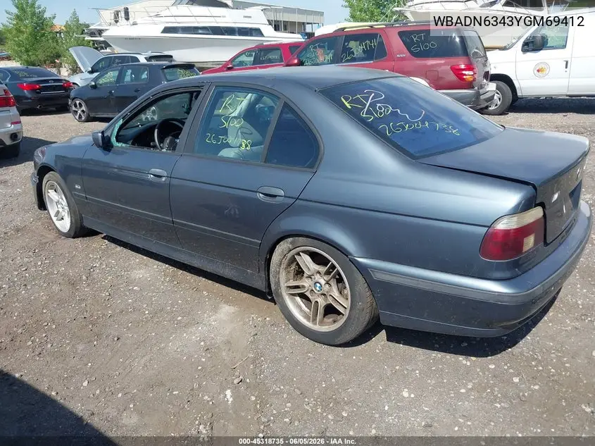 2000 BMW 540Ia VIN: WBADN6343YGM69412 Lot: 45318735