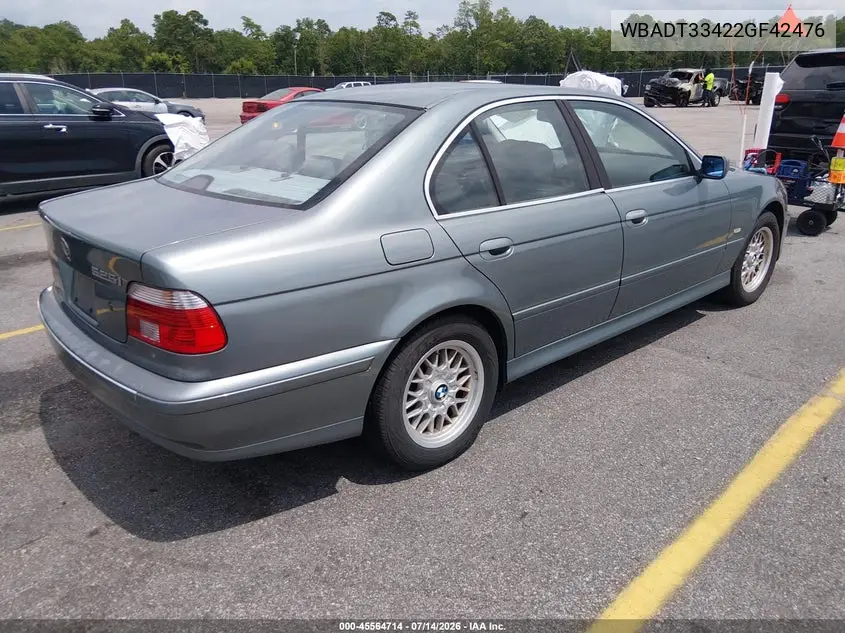 2002 BMW 5 Series 525I VIN: WBADT33422GF42476 Lot: 45564714