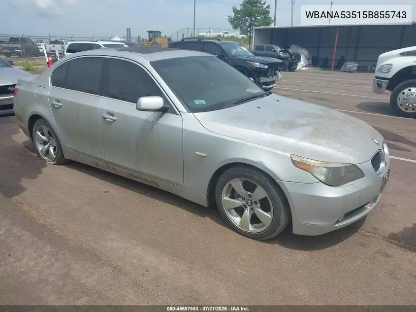 2005 BMW 525I VIN: WBANA53515B855743 Lot: 45657553