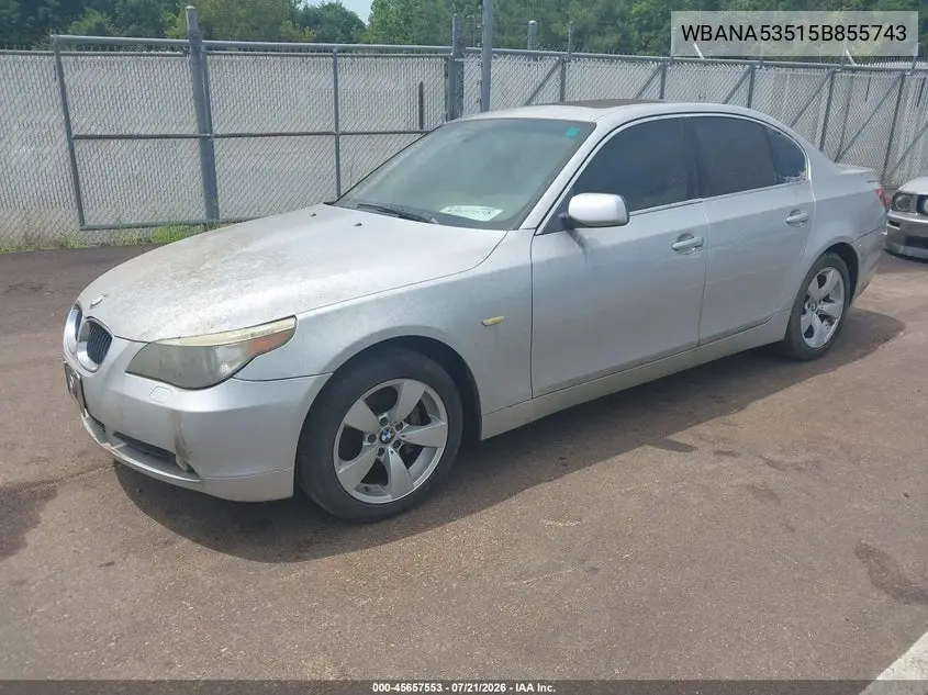 2005 BMW 525I VIN: WBANA53515B855743 Lot: 45657553