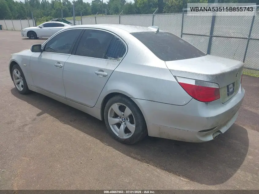 2005 BMW 525I VIN: WBANA53515B855743 Lot: 45657553