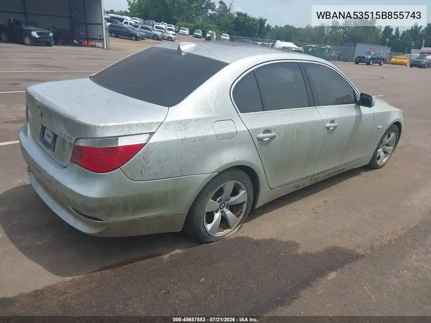 2005 BMW 525I VIN: WBANA53515B855743 Lot: 45657553