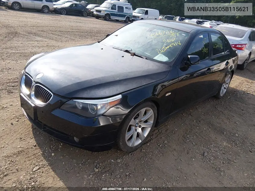 2005 BMW 545I VIN: WBANB33505B115621 Lot: 45667706