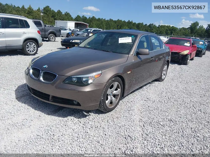 2007 BMW 525I VIN: WBANE53567CK92867 Lot: 45479547