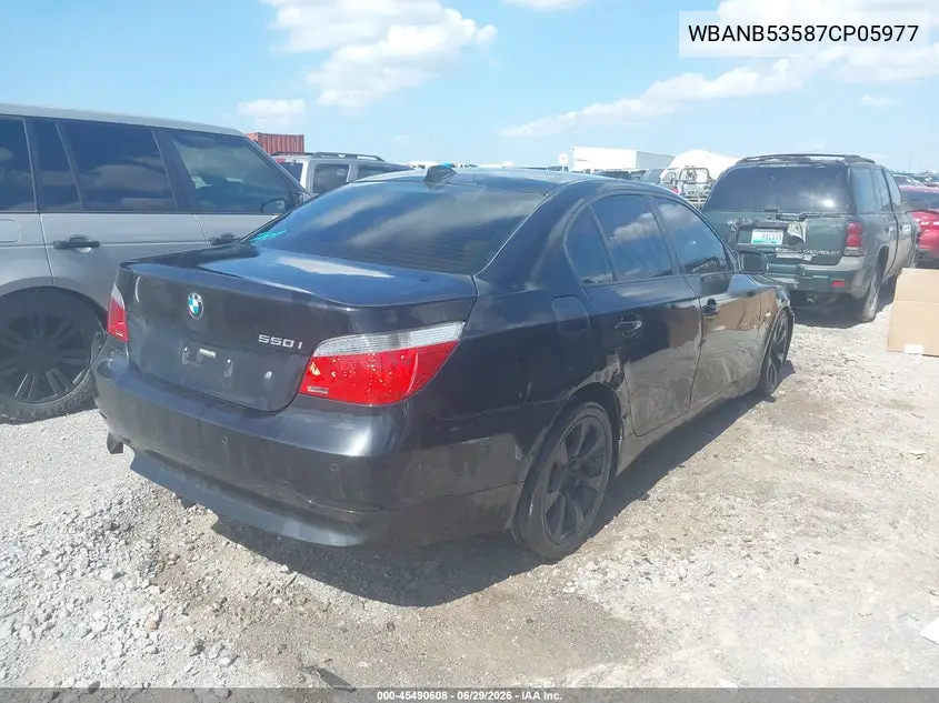 2007 BMW 550I VIN: WBANB53587CP05977 Lot: 45490608