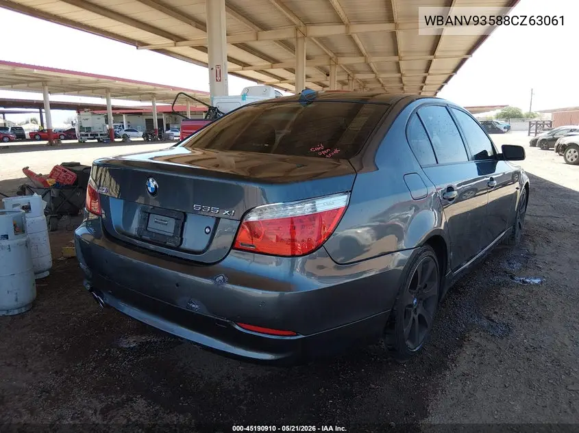 2008 BMW 535Xi VIN: WBANV93588CZ63061 Lot: 45190910