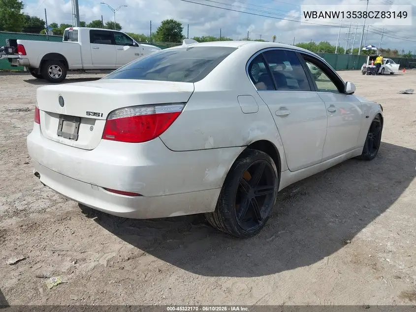 2008 BMW 535I VIN: WBANW13538CZ83149 Lot: 45322170