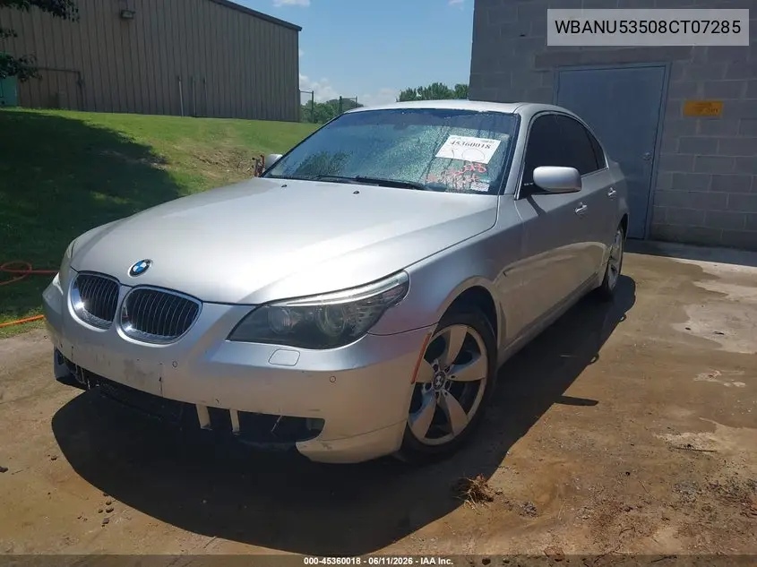 2008 BMW 528I VIN: WBANU53508CT07285 Lot: 45360018