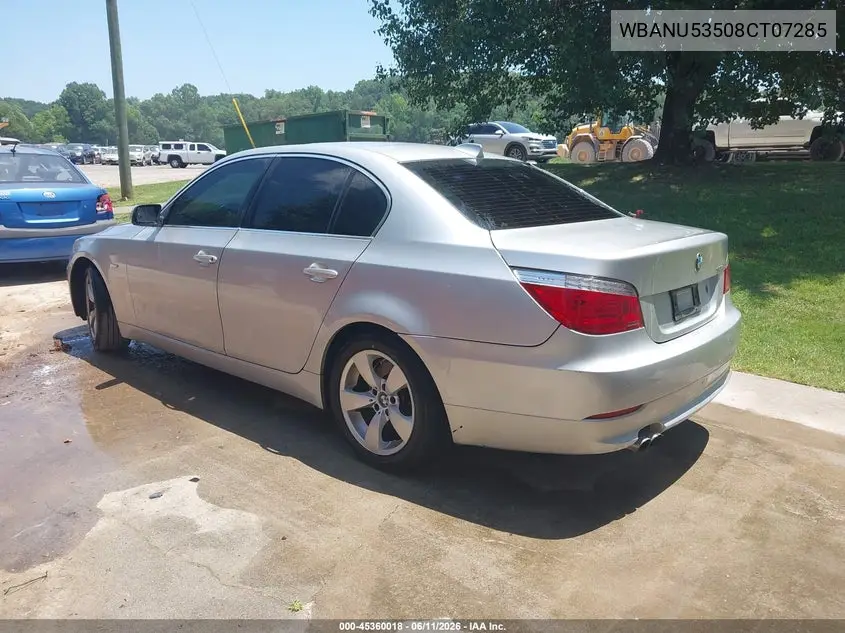 2008 BMW 528I VIN: WBANU53508CT07285 Lot: 45360018