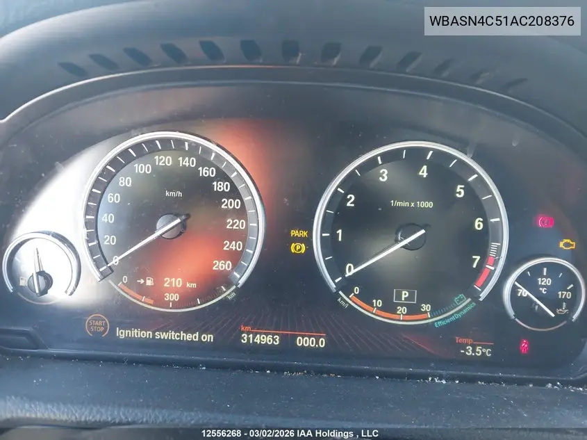 2010 BMW 550 Gt VIN: WBASN4C51AC208376 Lot: 12556268x