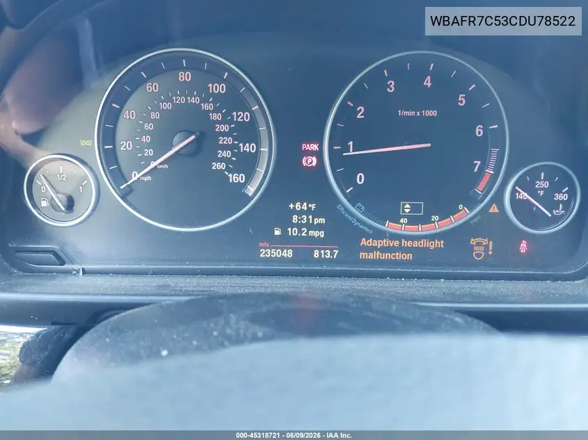 2012 BMW 535I VIN: WBAFR7C53CDU78522 Lot: 45318721
