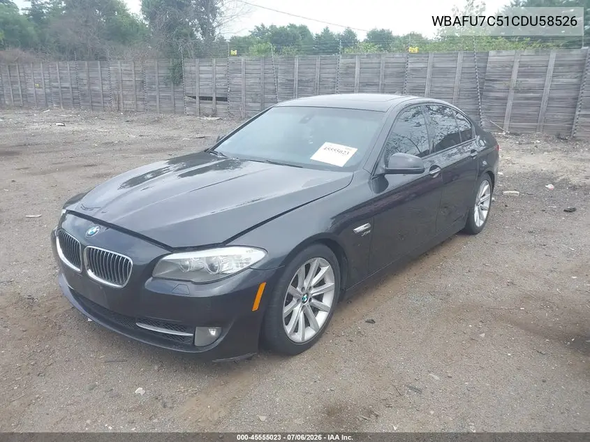 2012 BMW 535I xDrive VIN: WBAFU7C51CDU58526 Lot: 45555023