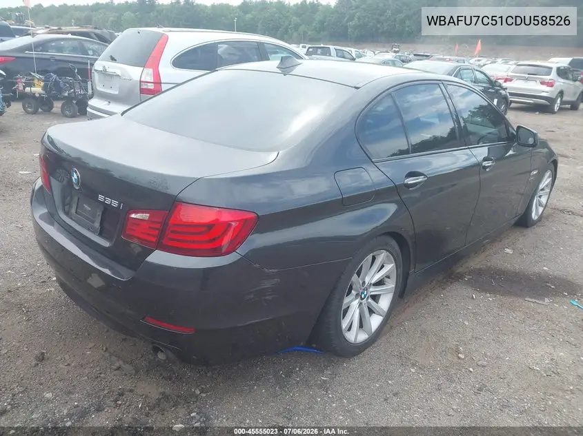 2012 BMW 535I xDrive VIN: WBAFU7C51CDU58526 Lot: 45555023