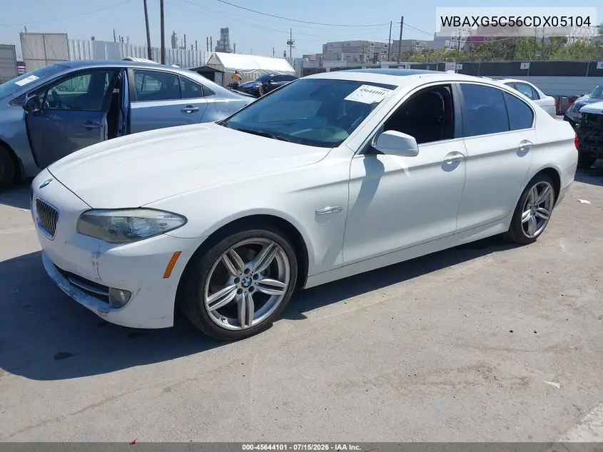 2012 BMW 528I VIN: WBAXG5C56CDX05104 Lot: 45644101