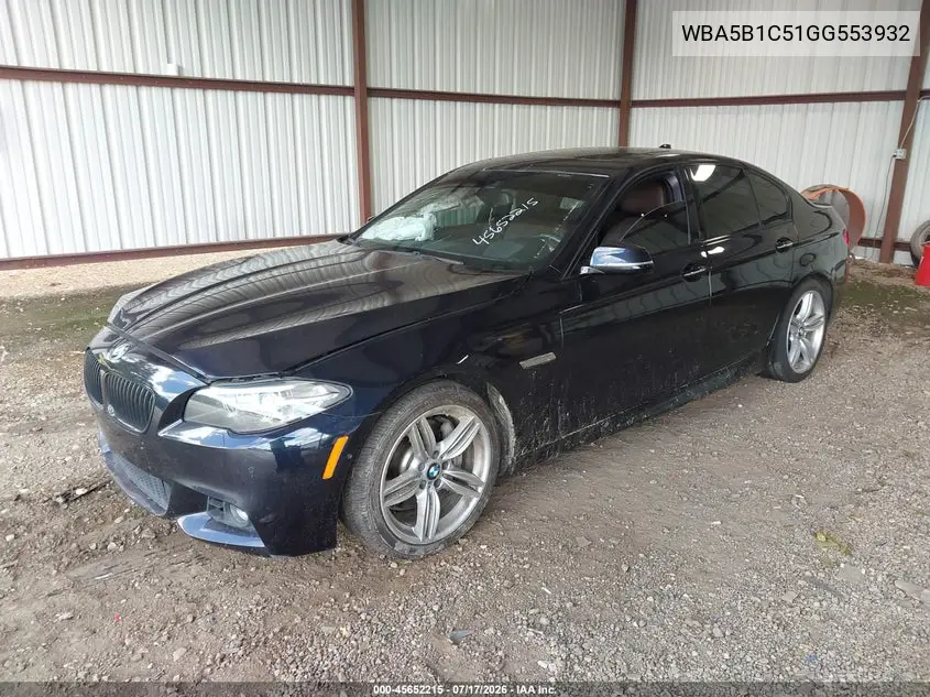 2016 BMW 535I VIN: WBA5B1C51GG553932 Lot: 45652215