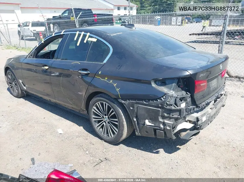 2017 BMW 540I xDrive VIN: WBAJE7C33HG887372 Lot: 45583641
