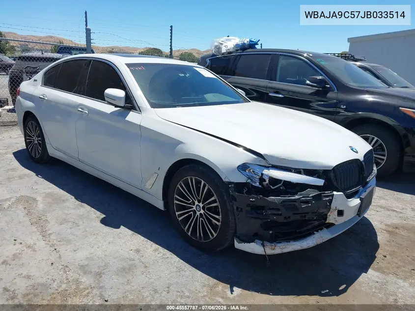 2018 BMW 530E Iperformance VIN: WBAJA9C57JB033514 Lot: 45557787