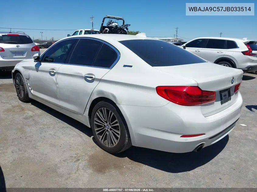 2018 BMW 530E Iperformance VIN: WBAJA9C57JB033514 Lot: 45557787