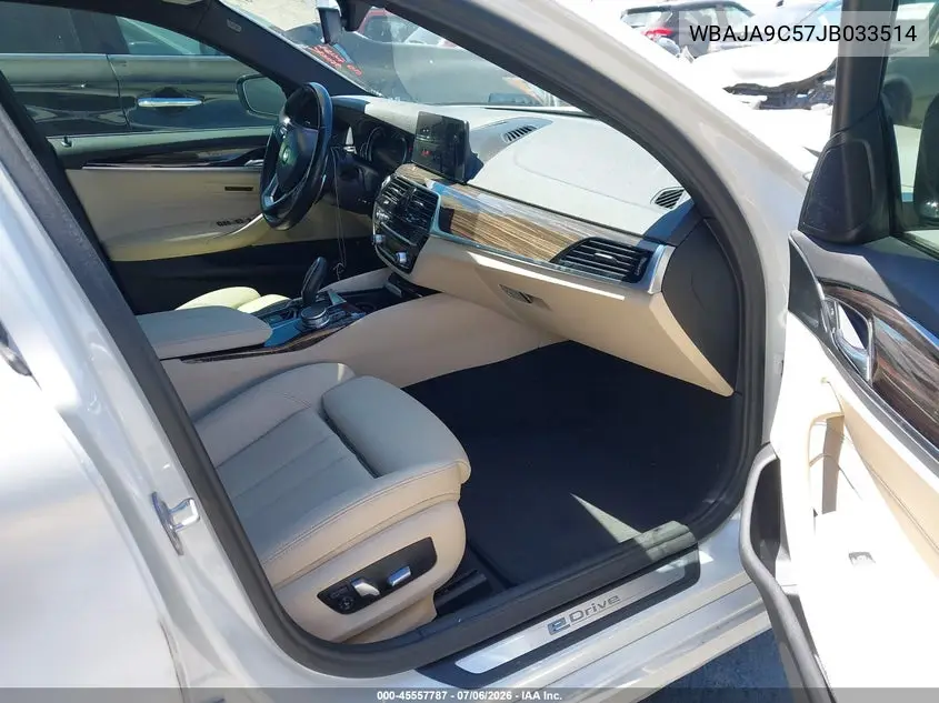 2018 BMW 530E Iperformance VIN: WBAJA9C57JB033514 Lot: 45557787