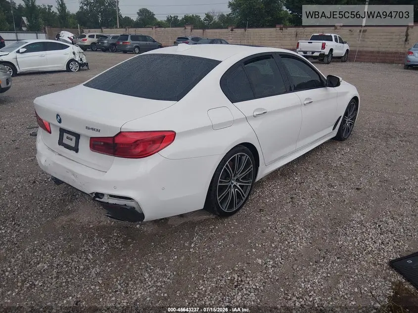 2018 BMW 540I VIN: WBAJE5C56JWA94703 Lot: 45643237