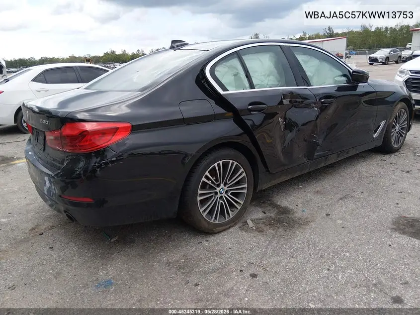 2019 BMW 530 I VIN: WBAJA5C57KWW13753 Lot: 45245319