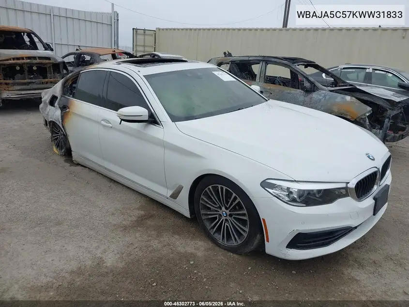 2019 BMW 530I VIN: WBAJA5C57KWW31833 Lot: 45302773