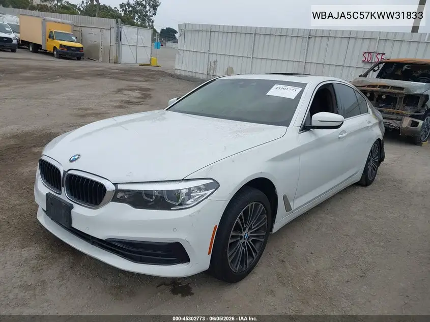 2019 BMW 530I VIN: WBAJA5C57KWW31833 Lot: 45302773