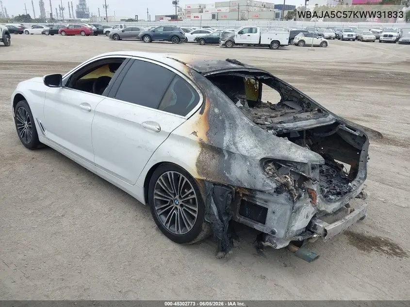 2019 BMW 530I VIN: WBAJA5C57KWW31833 Lot: 45302773